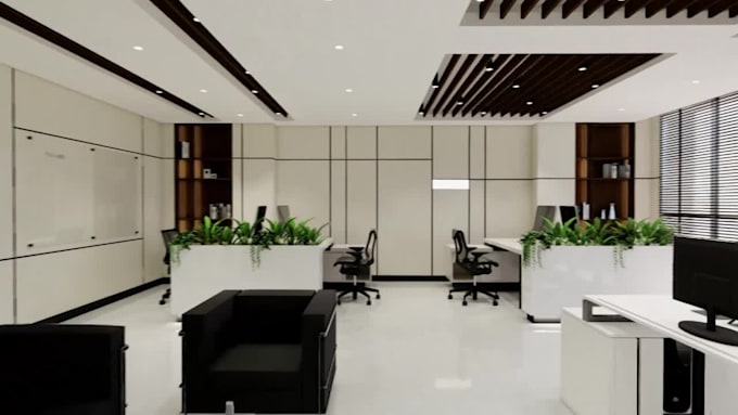 design a modern and efficient office interior and layout