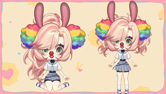 draw cute chibi pixel vtuber, pngtuber avatar, emote and stream character
