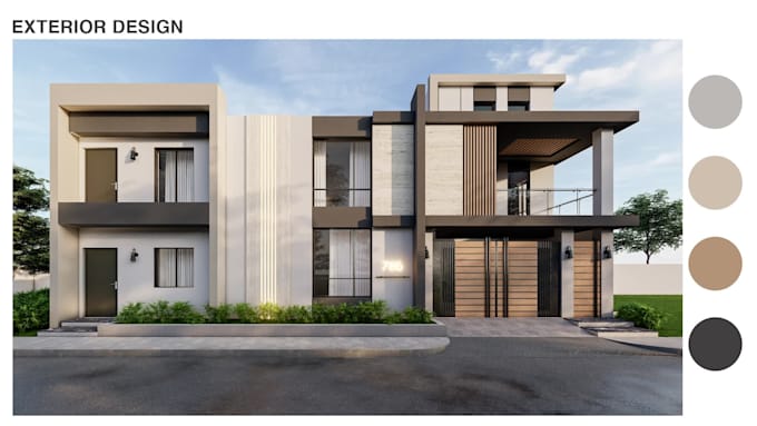provide photorealistic 3d exterior rendering and modern villa design
