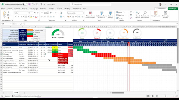 create a professional and automated gantt chart in excel