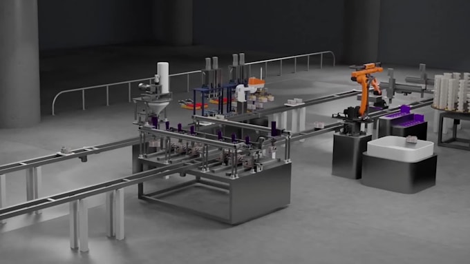 do 3d industrial animation warehouse production animation robotics arm animation