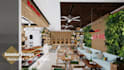 interior design restaurant, café, bar, store with realistic image 3d render