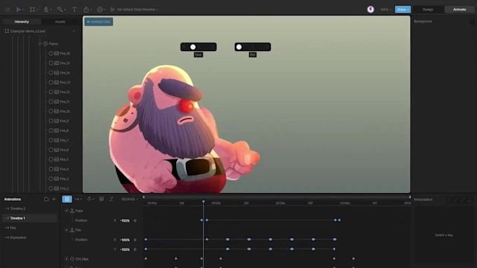 create custom animation in rive for website, app or game