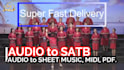 transcript any song to choir satb sstb multi language plus music
