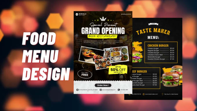 Fast Food Menu Free Poster Template for Photoshop and Illustrator!