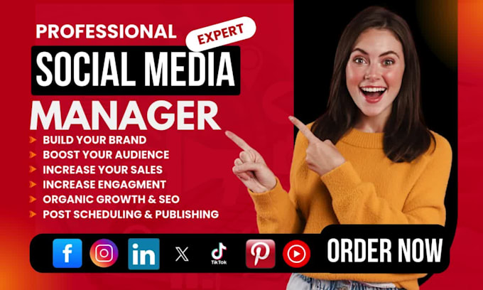 be social media manager, monthly social media post design ,scheduling
