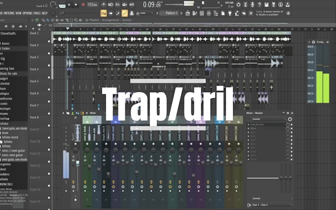 create a dark trap or drill beat for rap vocals