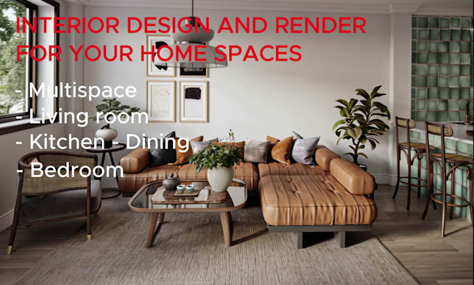 create modern interior design render for your home spaces