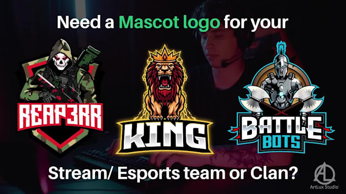 design custom cartoon mascot logo for streamers, business