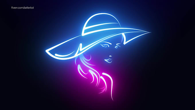create custom neon line intro animation or neon portrait