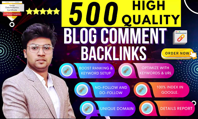 do 500 unique domain manual blog comment backlinks with high da