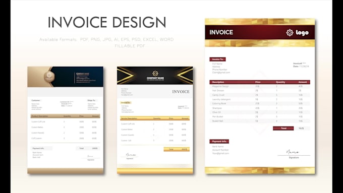 do invoice design, fillable pdf form, receipt, excel invoice