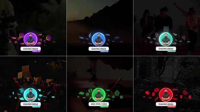 create neon social media lower third animation