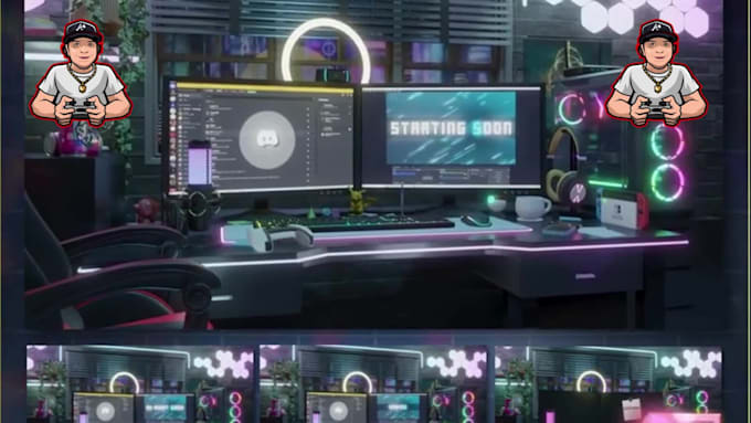 design animated twitch kick youtube vtuber stream overlay, vtuber model rigging