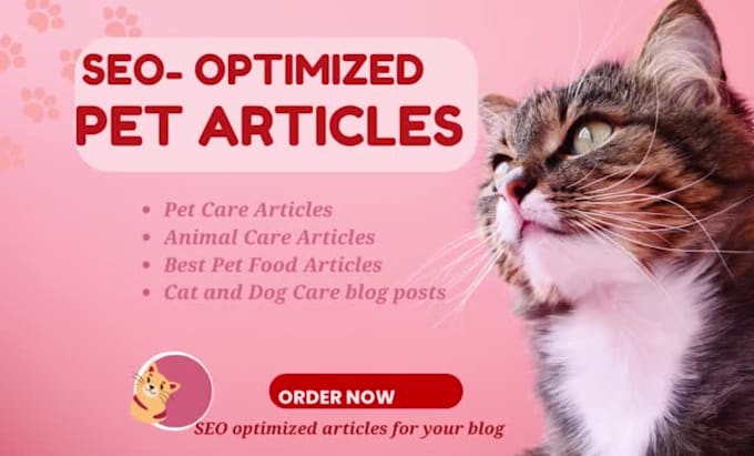 write pet articles, animal care, or pet food blogpost