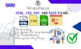fix wordpress website html css php and bugs issue