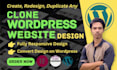 copy, clone, redesign or duplicate any wordpress website