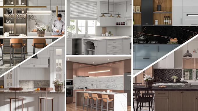 do kitchen interior design and 3d rendering with sketchup vray