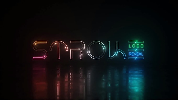 create awesome neon stroke intro logo animation