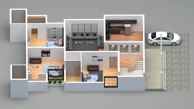 convert 2d architecture plan to 3d floor plan render and model in sketchup 12hrs
