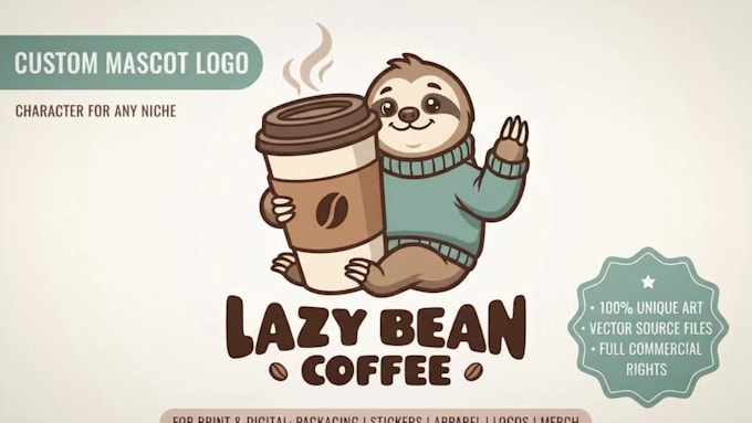 create custom mascot logo or cartoon character design