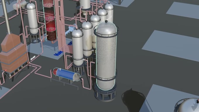 create 3d industrial animation for oil and gas refinery