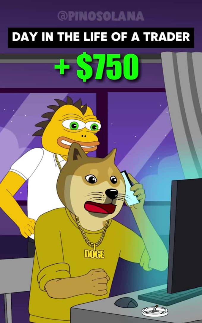 do 2d memecoin animation, 2d solana animation, 2d crypto animation, crypto art