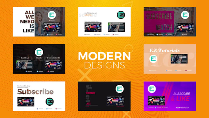 create a modern youtube end screen outro up to 4k resolution