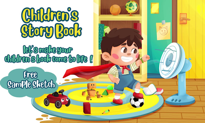 draw colorful children story book illustration and cover