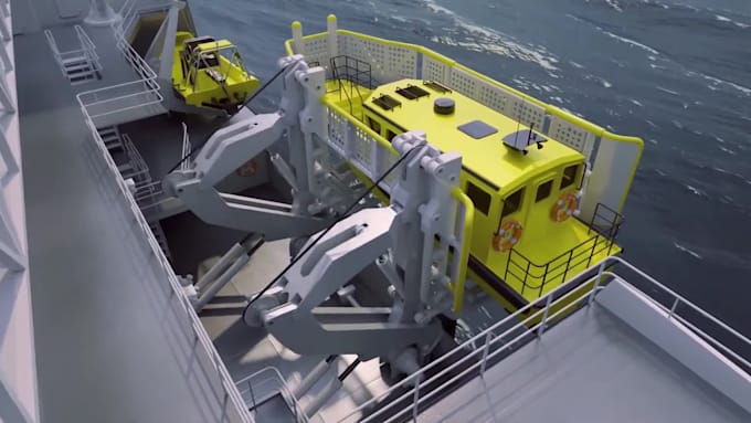 create offshore marine engineering, wind turbine and industrial 3d animation