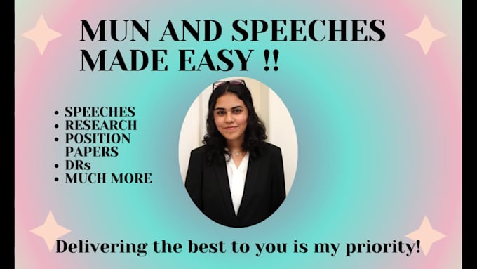write mun speeches, research, DR, position paper