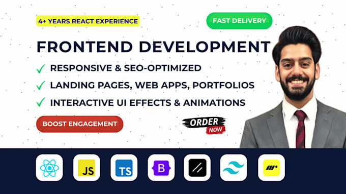 build website landing page, web application as react frontend developer