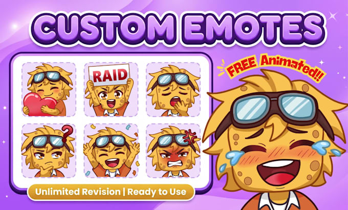 draw twitch emotes, chibi emotes, animated emotes, badges