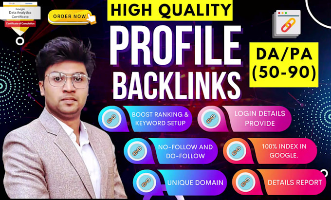 build 1000 seo profile backlinks from high authority website