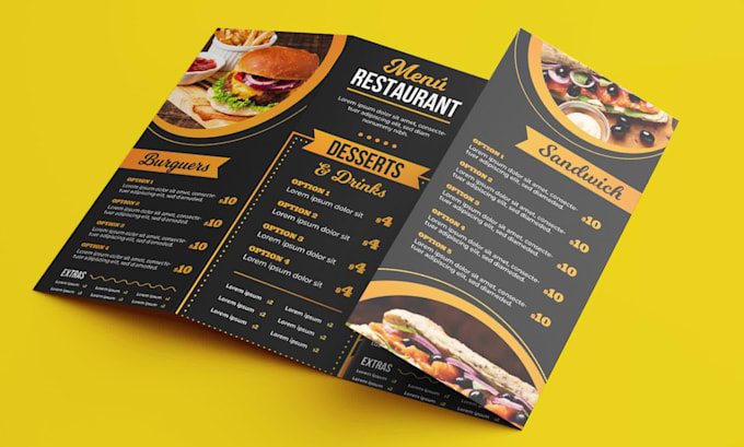 design a modern restaurant menu, food menu, or cafe menu
