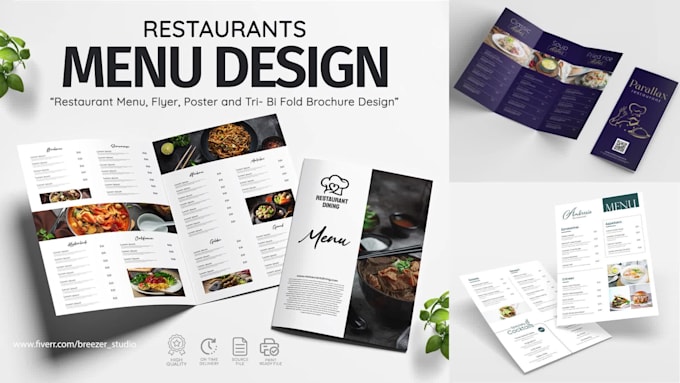 design a premium modern restaurant menu, flyer, or brochure