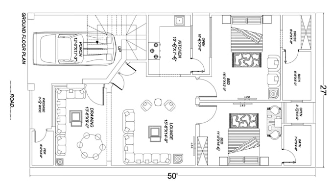 draft 2d floor plans, construction permit drawings and architectural house plans