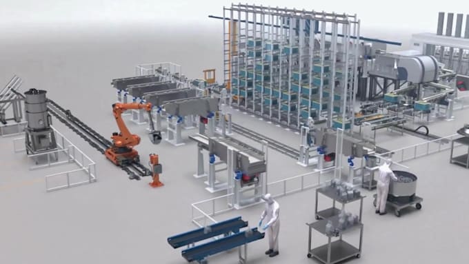 Do 3d industrial animation robotic manufacturing process production ...