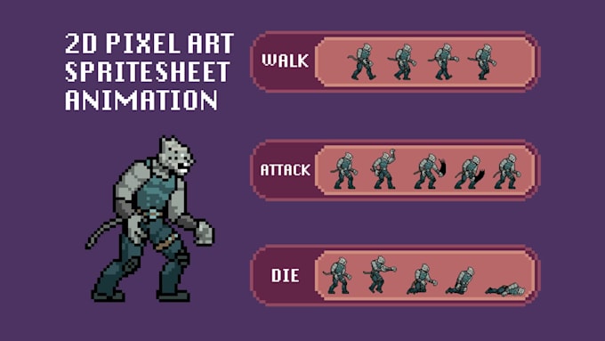 do pixel art design and animation sprite sheet