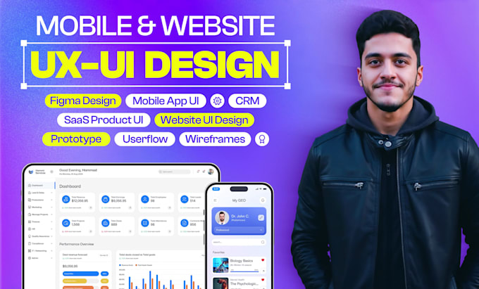 do mobile app, web app website UI UX design in figma
