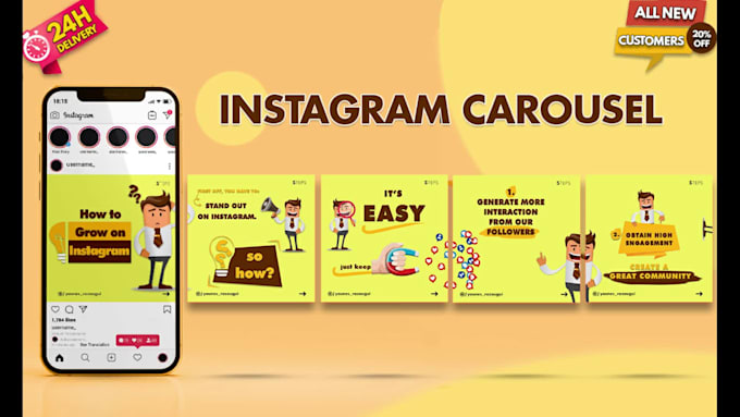 design attractive carousel posts and carousel infographics in 24hrs