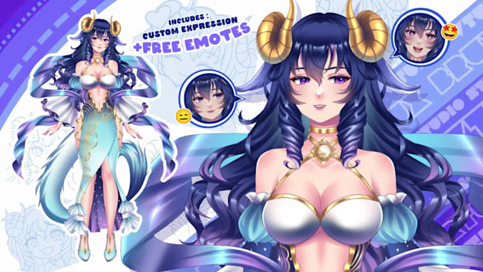 design custom vtuber model and vtuber live 2d