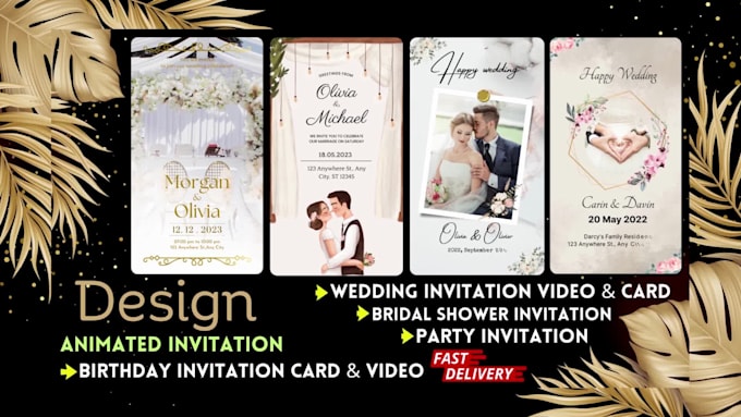 create themed wedding invitation video and e card