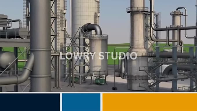 do 3d industrial animation for petrochemical plant and oil gas refinery process