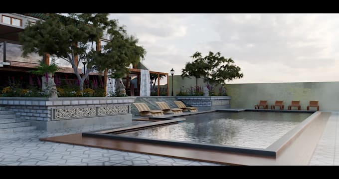 design front yard backyard and realistic landscape render as landscape architect