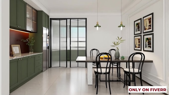 design and remodeling kitchen in realistic render in 4k