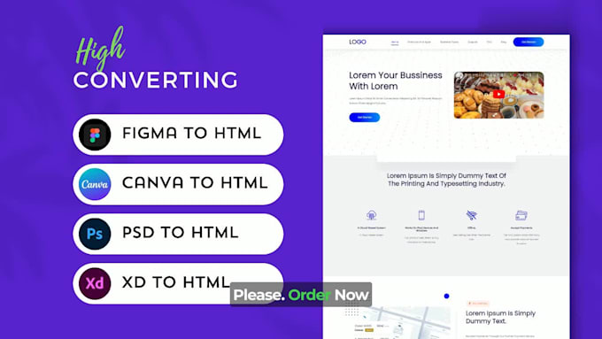 convert figma to HTML canva to HTML xd to HTML bootstrap responsive tailwind CSS