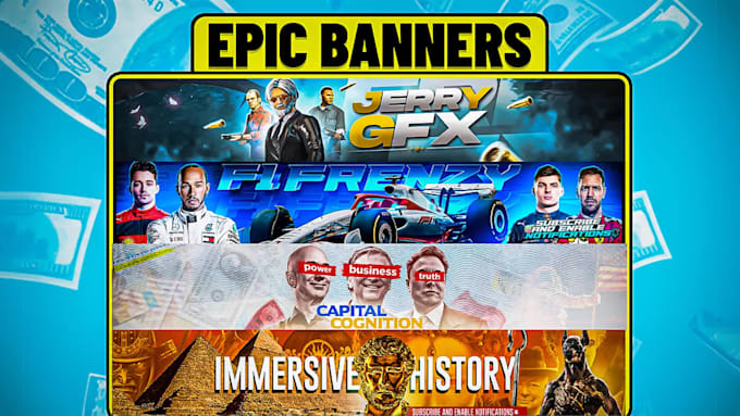 design an eye catching youtube banner and logo in 24 hours