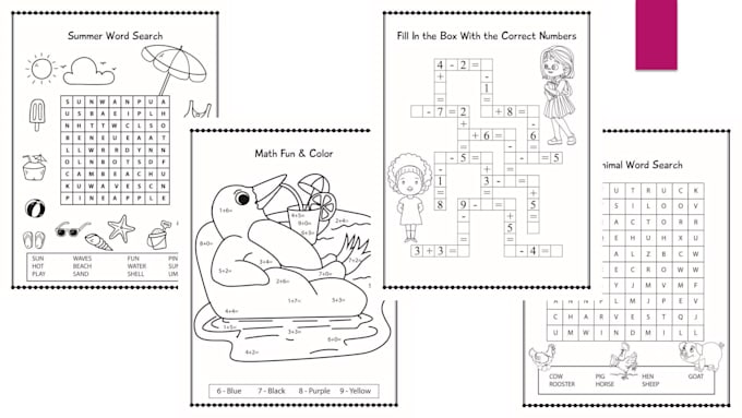 design activity books and work sheets for kids