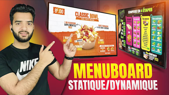 design digital screen menu board for restaurant